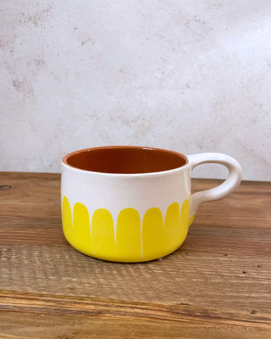 Large Handcrafted Mug Yellow Fingers