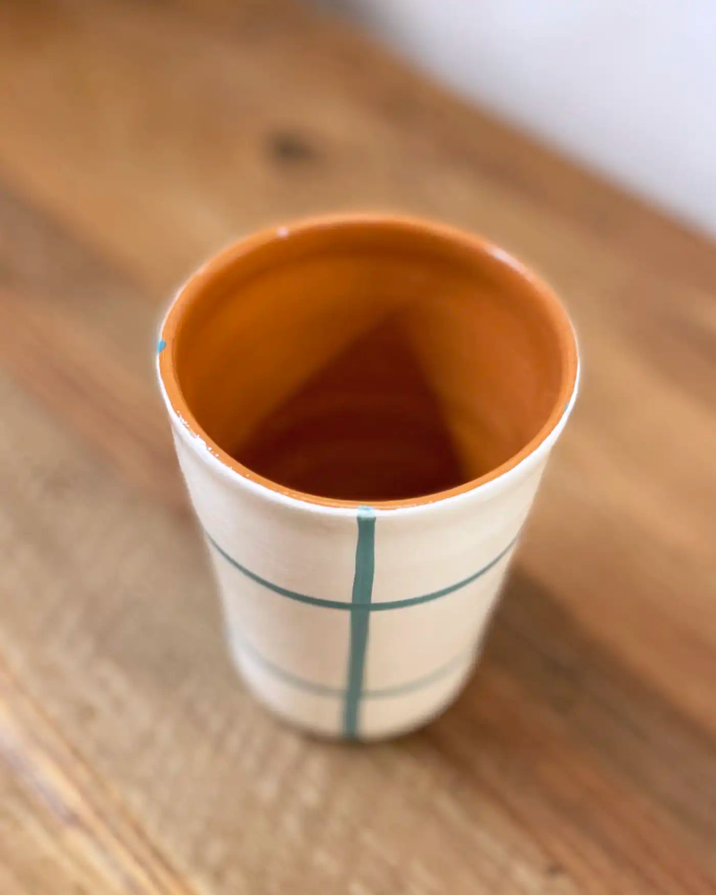 Handcrafted Ceramic Cup Orange Checkered