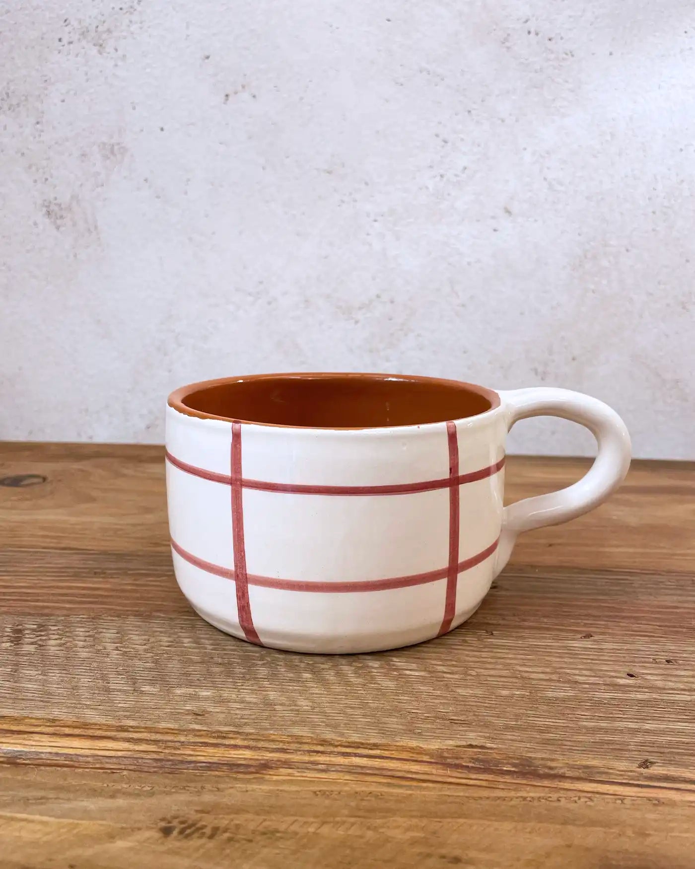 Taza Artesanal Grande Cuadros Berenjena