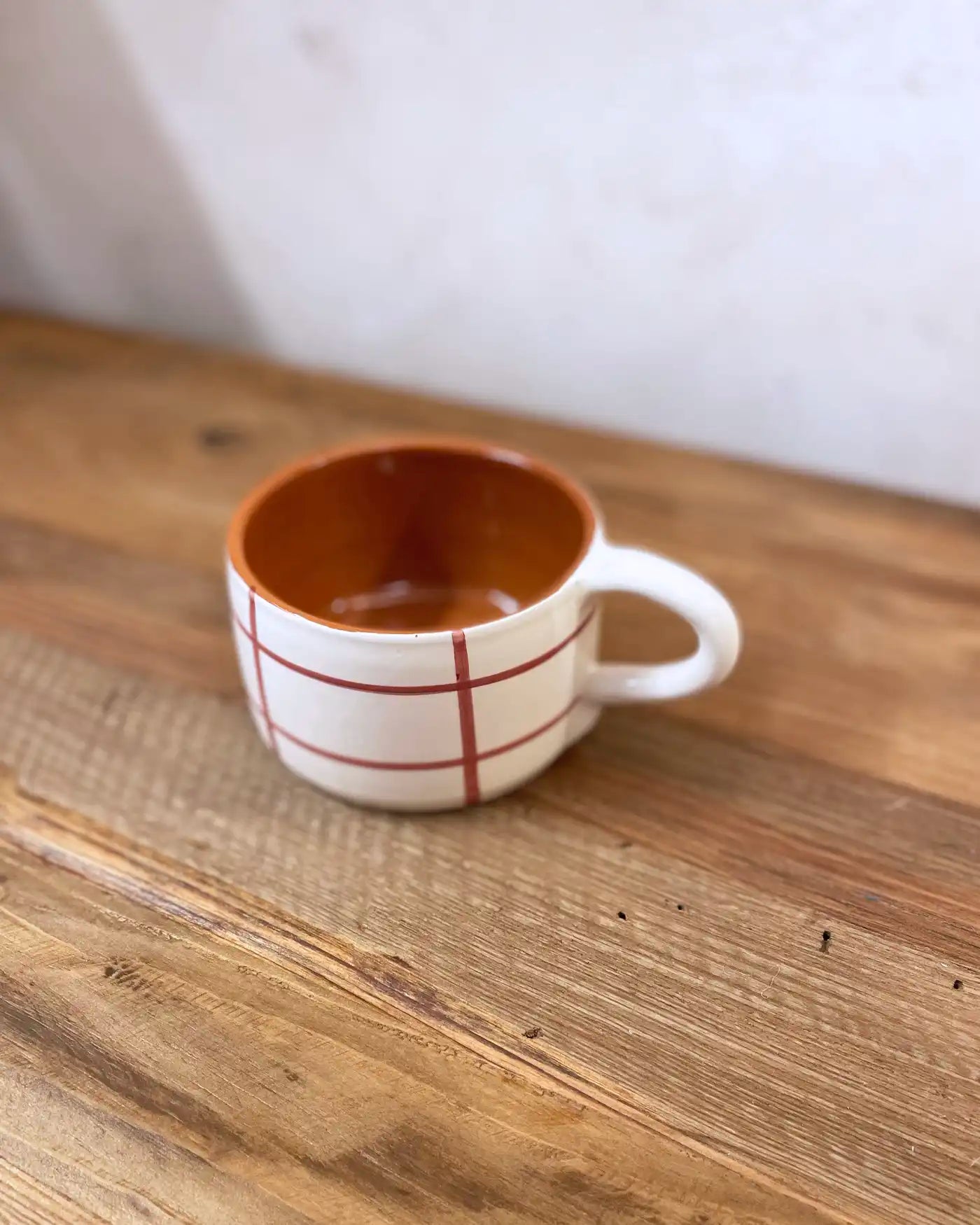 Taza Artesanal Grande Cuadros Berenjena