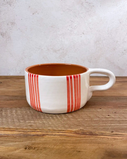 Taza Artesanal Grande Rayas Naranja