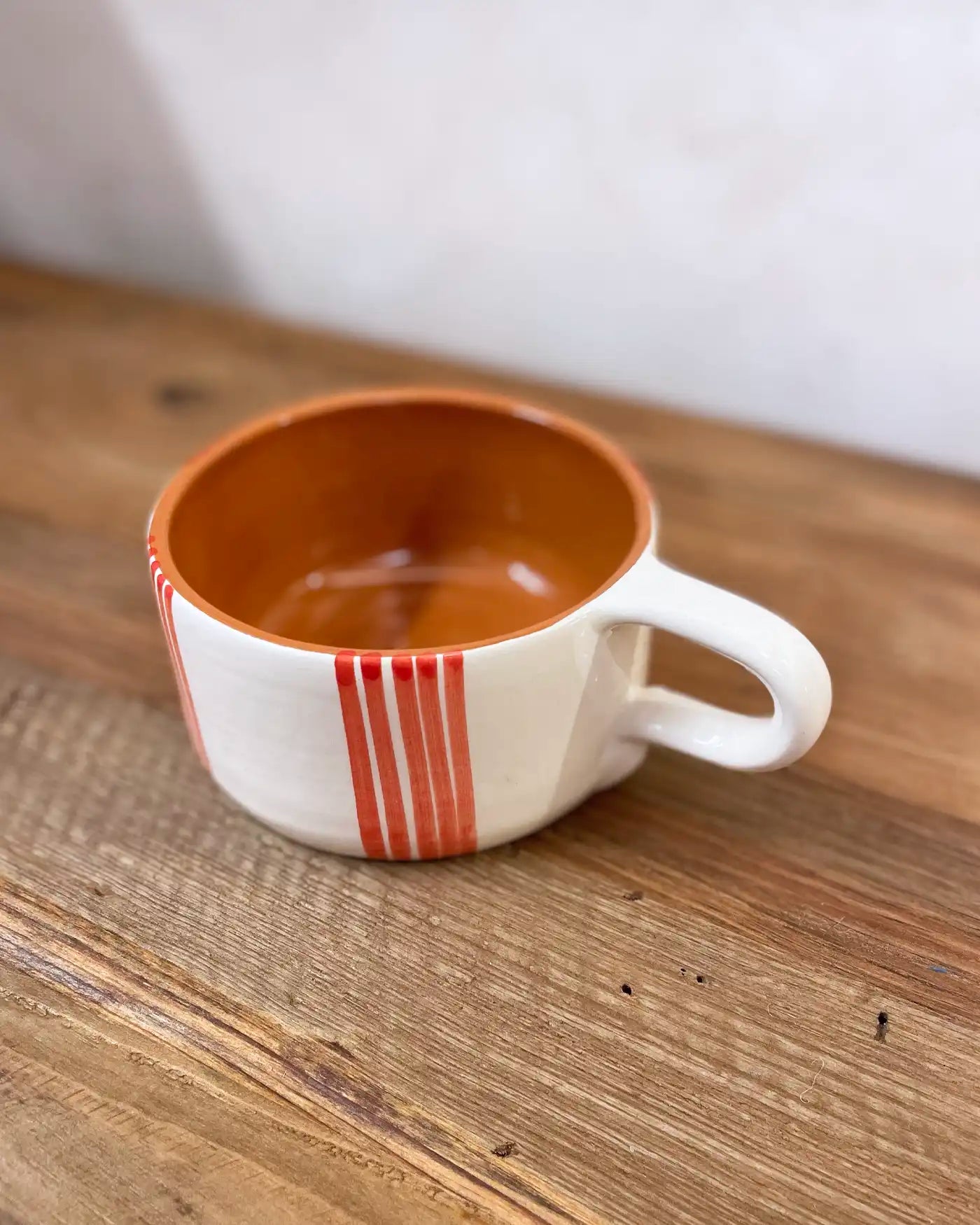 Taza Artesanal Grande Rayas Naranja