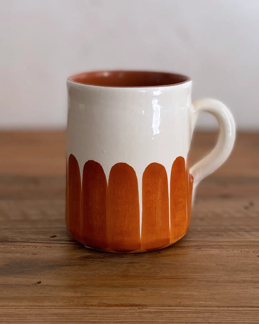 Taza Artesanal de Cerámica Dedos Marrón