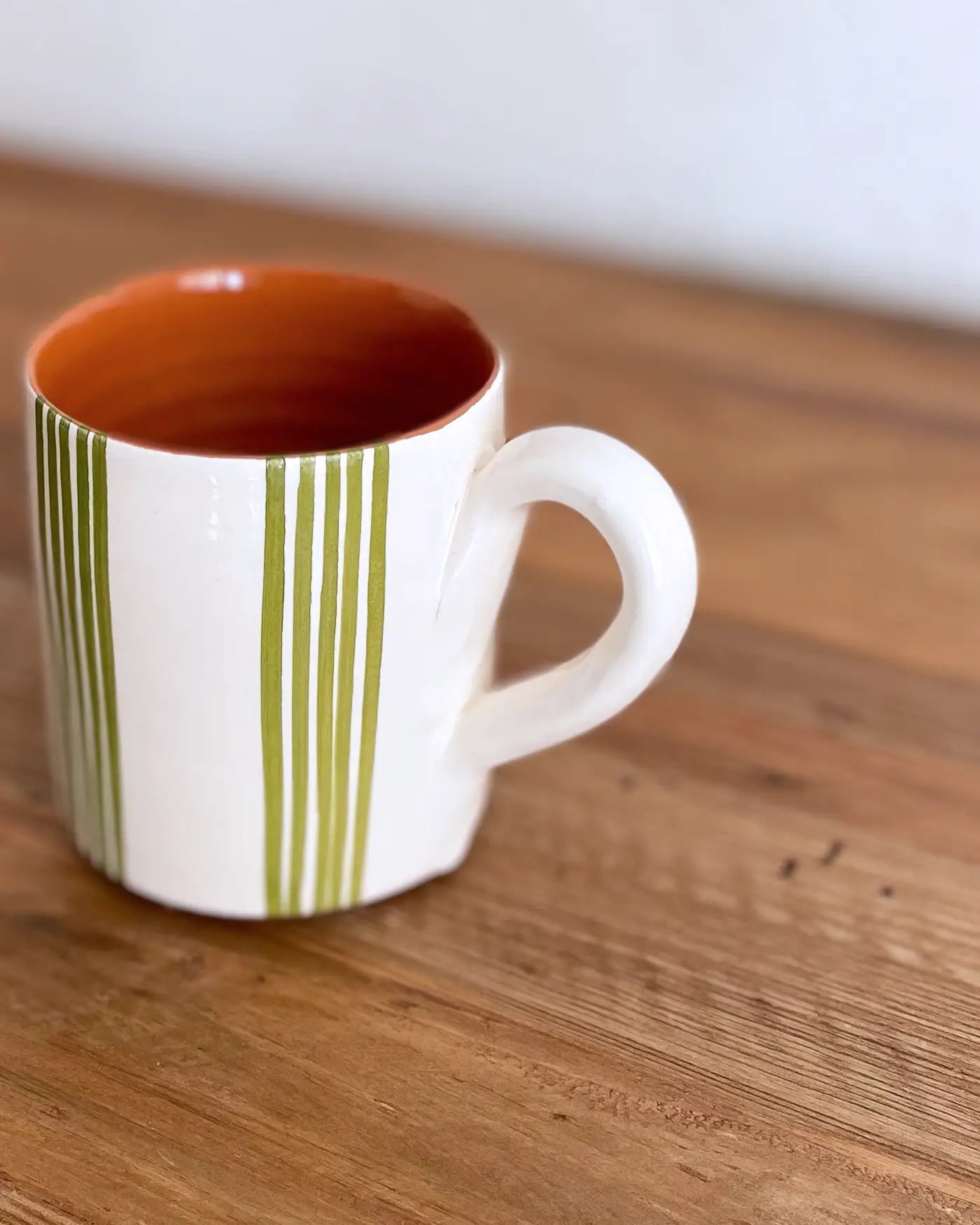 Taza Artesanal de Cerámica Rayas Verde