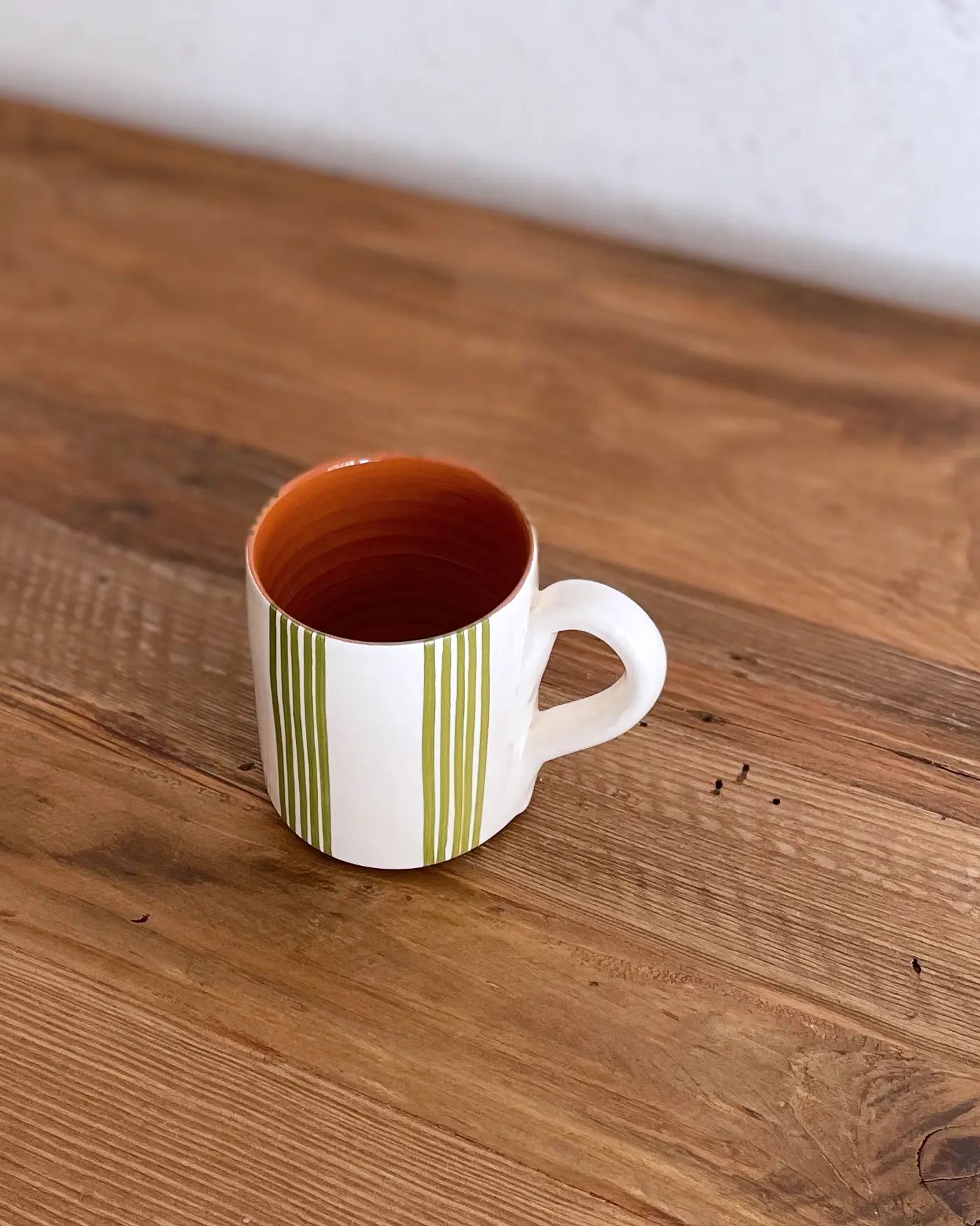 Taza Artesanal de Cerámica Rayas Verde