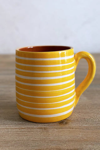 Taza artesanal grande Rayas Horizontales, colores diferentes