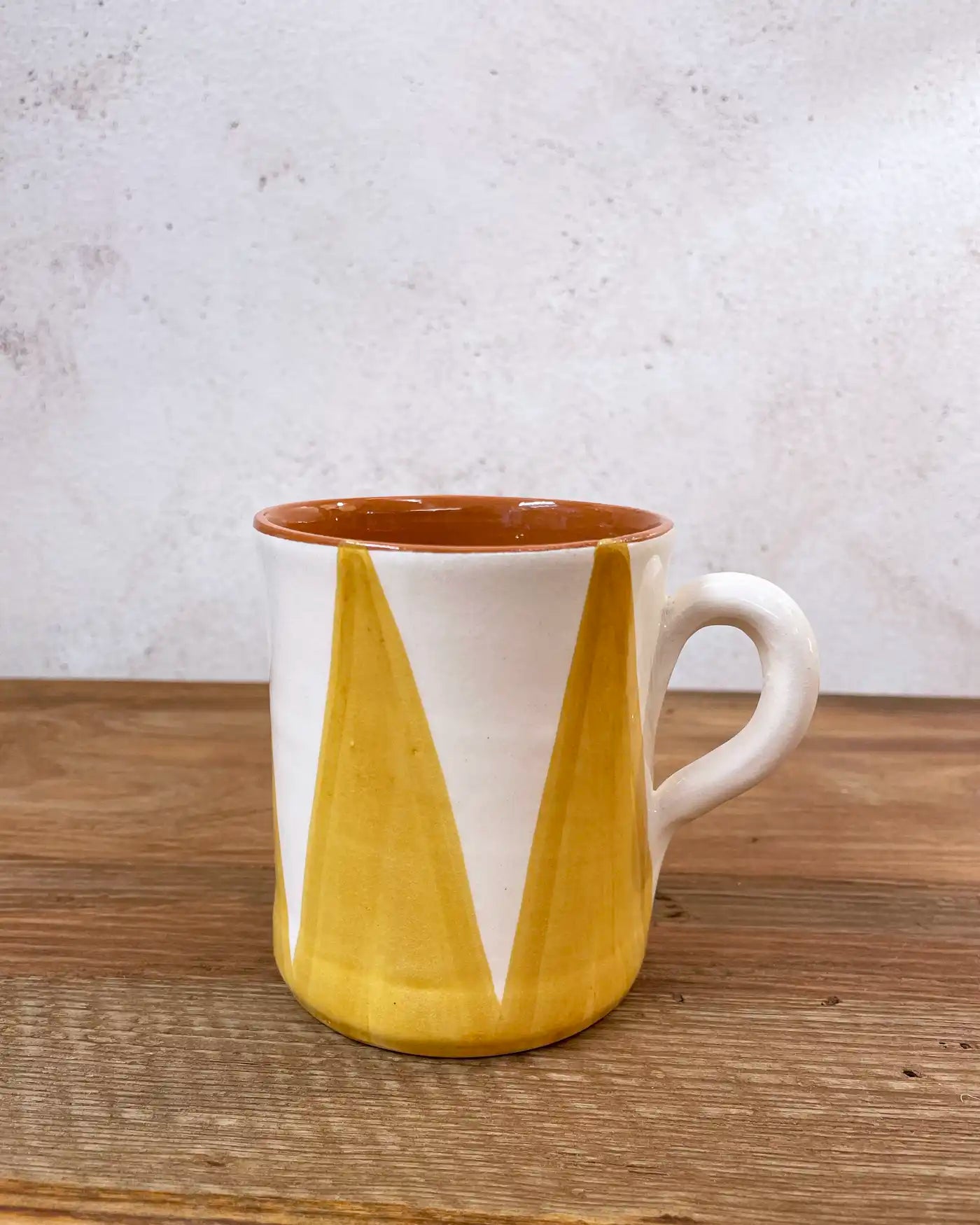 Taza Artesanal Ethnic Triángulos Amarillo Mostaza