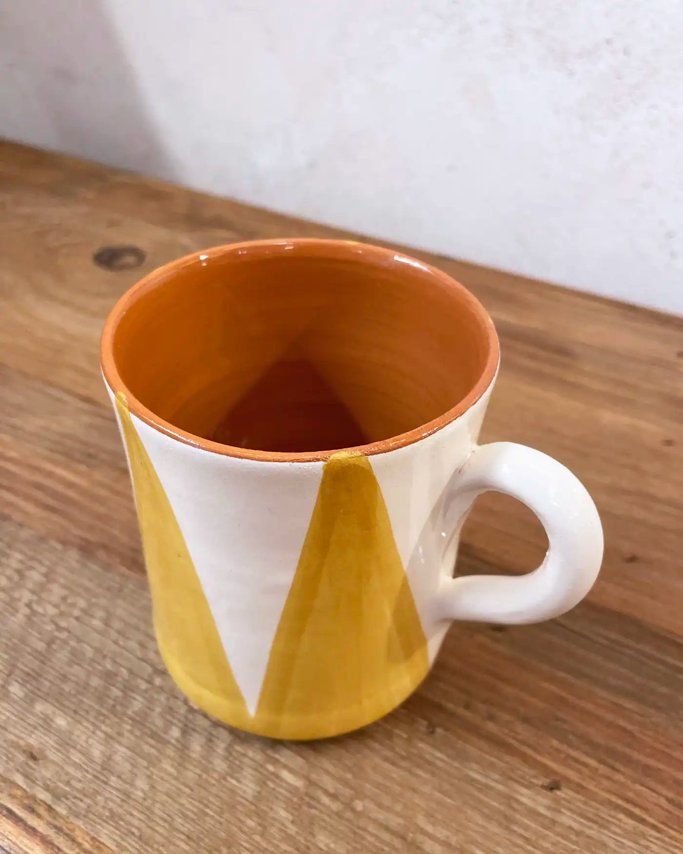 Taza Artesanal Ethnic Triángulos Amarillo Mostaza