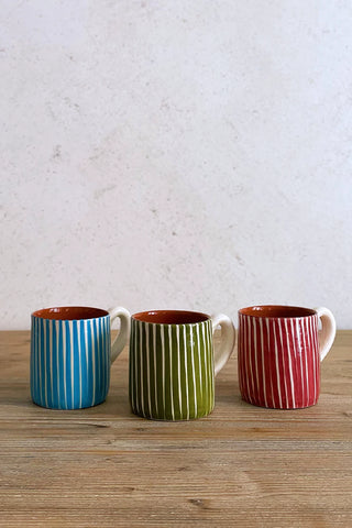 Taza artesanal mediana Rayas Finas, colores diferentes