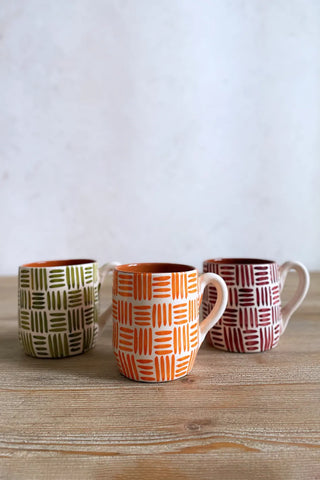 Taza artesanal grande Étnica, colores diferentes