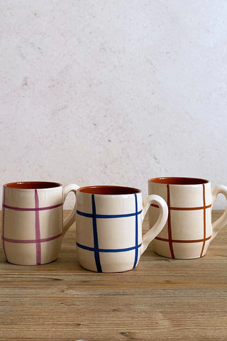 Taza artesanal grande Cuadros, colores diferentes