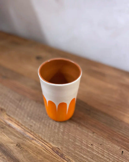 Vaso Artesanal Cerámica Dedos Naranja