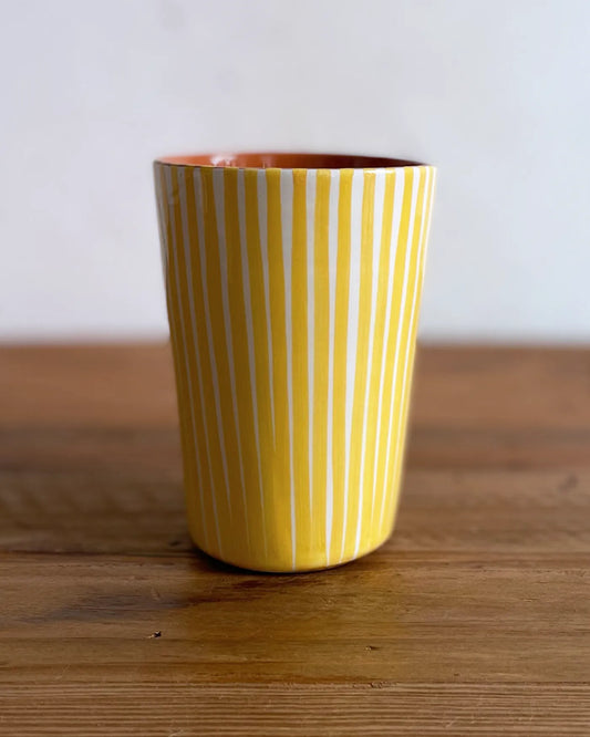 Vaso de Cerámica Artesanal Rayas Amarillo