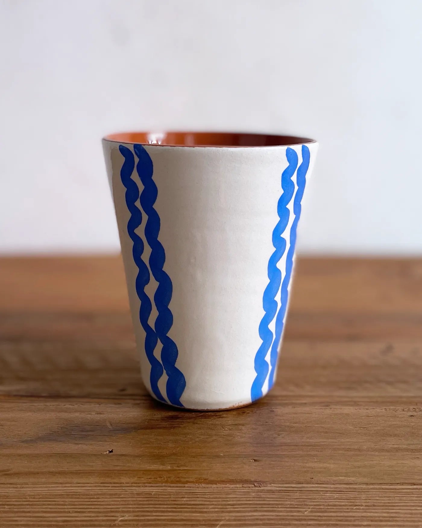 Vaso de Cerámica Artesanal Ondas Celeste