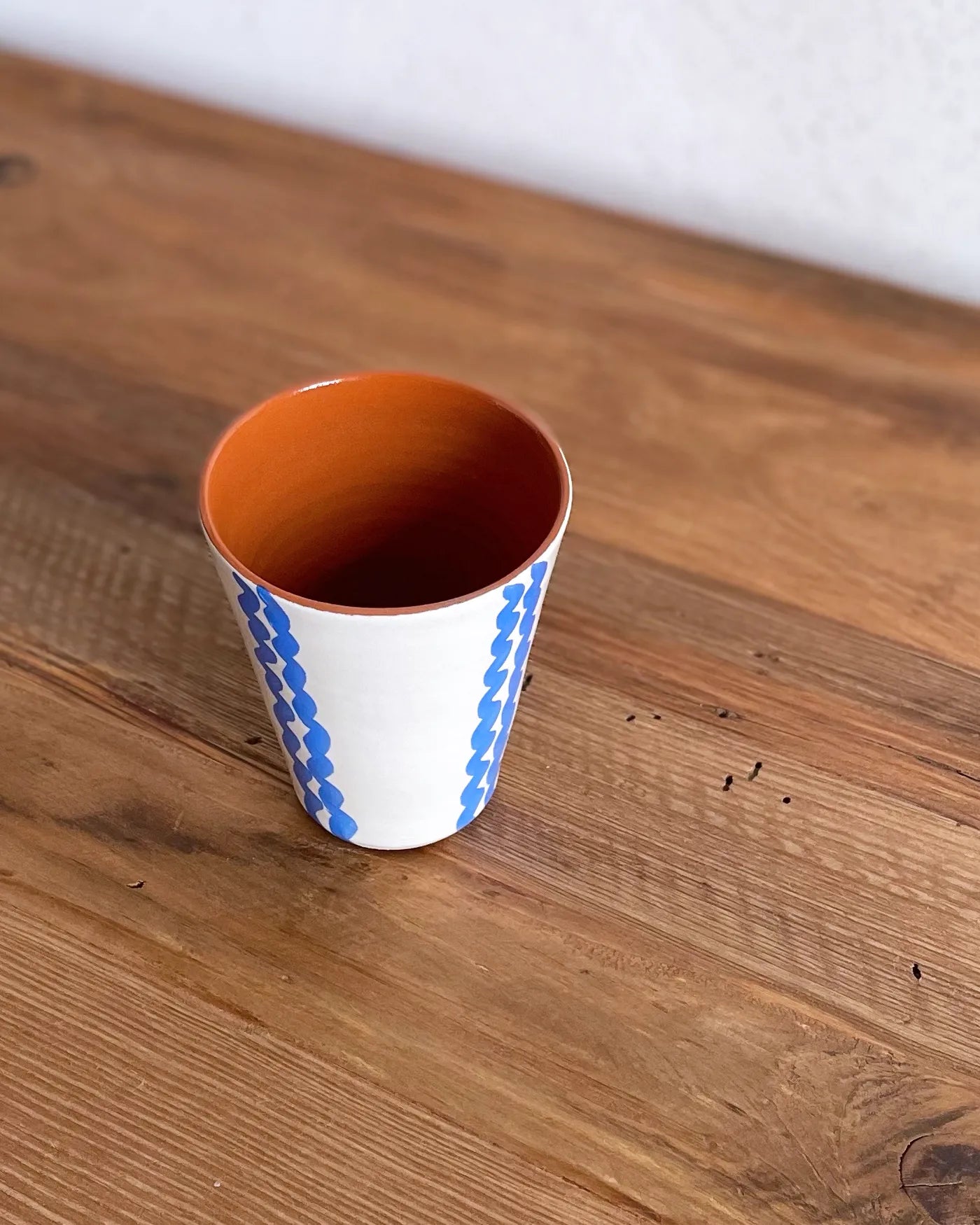 Vaso de Cerámica Artesanal Ondas Celeste