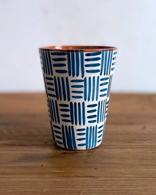 Vaso de Cerámica Artesanal Étnico Azul Deep