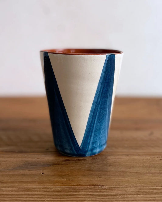 Vaso Artesanal Triángulos Azul Deep