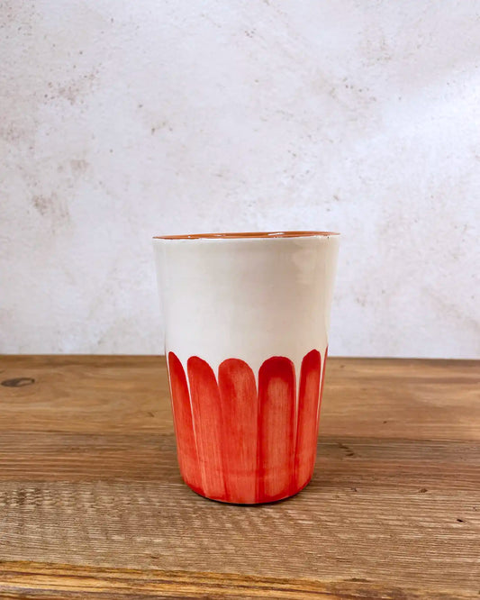 Handcrafted Ceramic Cup Red Fingers