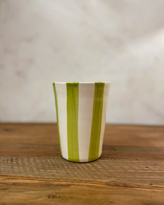 Green Striped Ceramic Handcrafted Cup