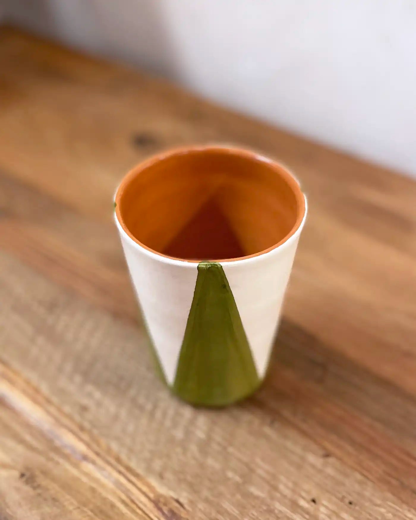 Handcrafted Ceramic Cup Orange Checkered