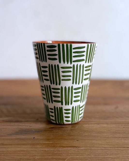 Vaso de Cerámica Artesanal Ethnic Verde Oscuro