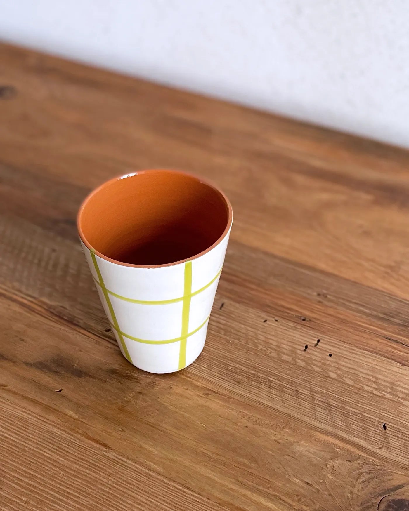 Vaso de Cerámica Artesanal Cuadros Verde Claro