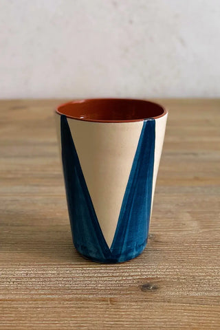 Vaso artesanal grande Triángulos, colores diferentes