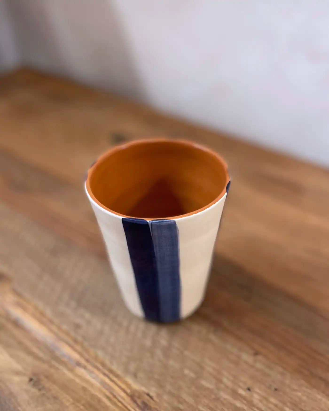 Blue Striped Ceramic Handcrafted Cup