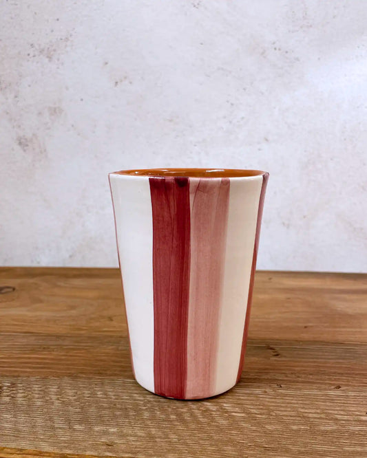 Handmade Ceramic Cup Striped Purple