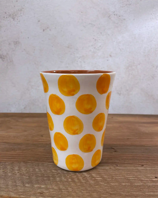 Handcrafted Ceramic Cup with Mustard Yellow Dots