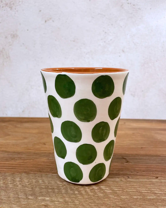 Handcrafted Ceramic Cup Orange Checkered