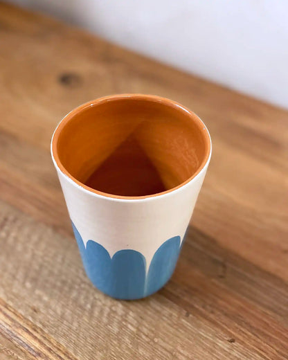 Handcrafted Ceramic Cup Orange Checkered