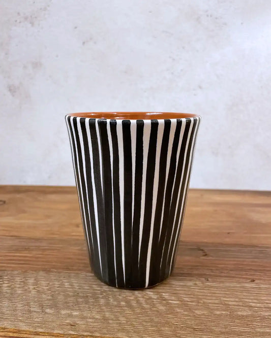Black Striped Ceramic Handcrafted Vase