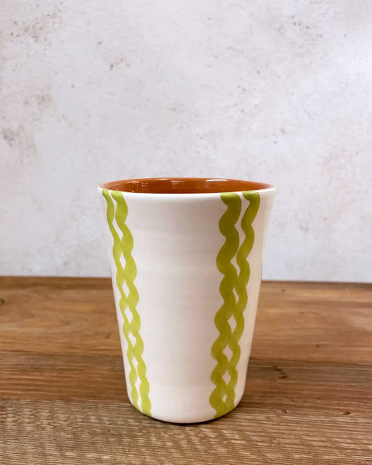 Handcrafted Ceramic Cup Orange Checkered