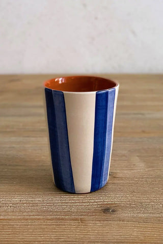 Vaso de cerámica grande Raya Doble, colores diferentes