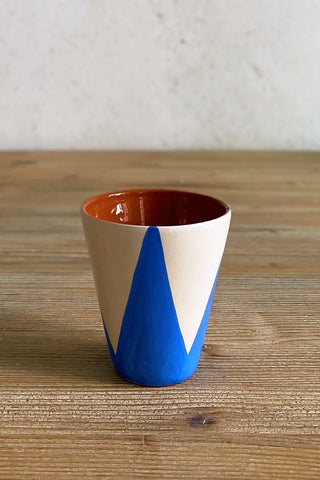 Vaso de cerámica mediano Triángulos, colores diferentes