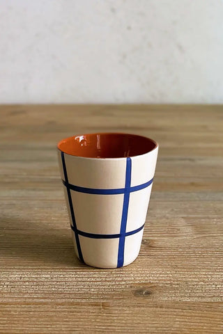 Vaso de cerámica mediano Cuadros, colores diferentes