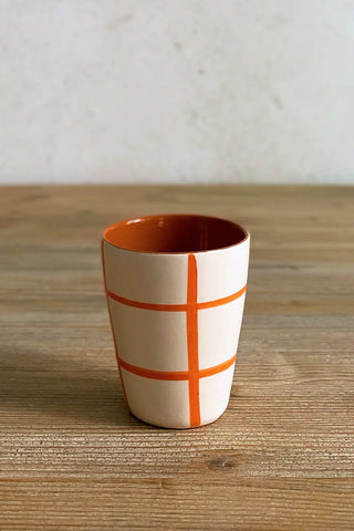 Vaso de cerámica mediano Cuadros, colores diferentes