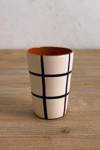Vaso de cerámica grande Cuadros, colores diferentes
