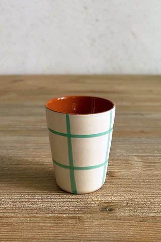 Vaso de cerámica mediano Cuadros, colores diferentes