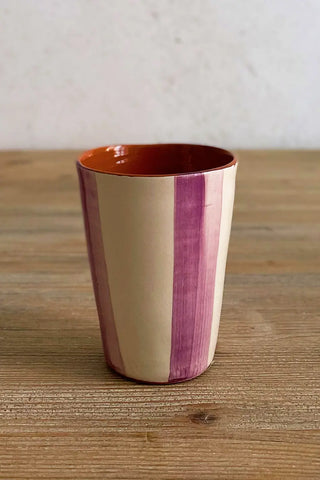 Vaso de cerámica grande Raya Doble, colores diferentes