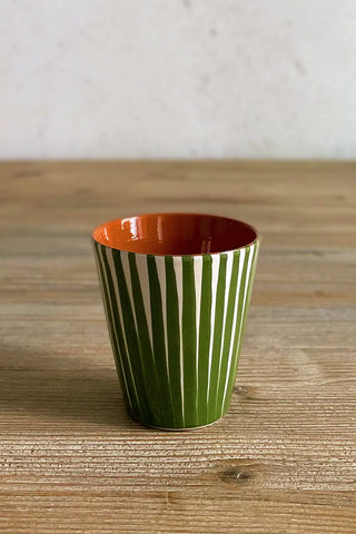 Vaso de ceramica mediano Rayas Finas, colores diferentes