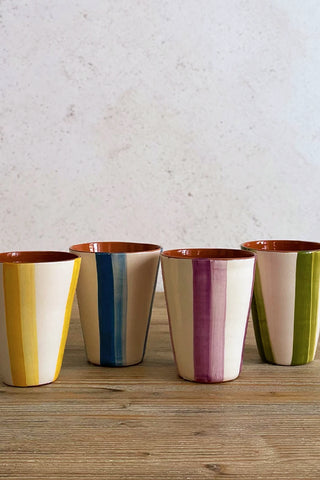 Vaso de cerámica grande Raya Doble, colores diferentes