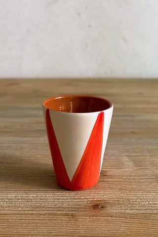 Vaso de cerámica mediano Triángulos, colores diferentes