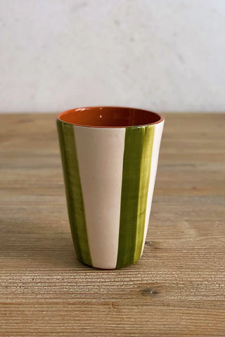 Vaso de cerámica grande Raya Doble, colores diferentes
