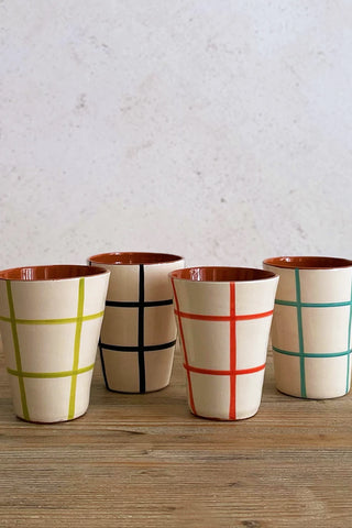 Vaso de cerámica grande Cuadros, colores diferentes