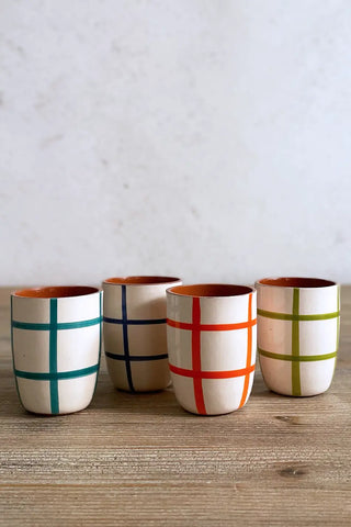 Vaso de cerámica pequeño Cuadros, colores diferentes