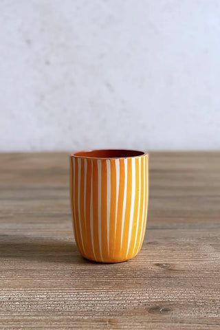 Vaso de cerámica pequeño Rayas Finas, colores diferentes