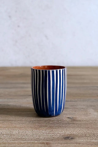 Vaso de cerámica pequeño Rayas Finas, colores diferentes