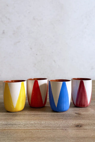 Vaso de cerámica pequeño Triángulos, colores diferentes